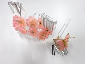 アンティーク　つまみ細工　びらびら髪飾りセット